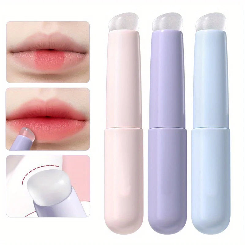 Silicone Lip Brush with Cap, Portable Lipstick Applicator