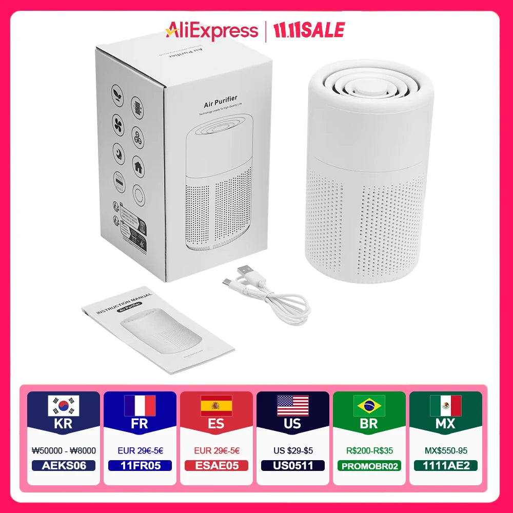 Mini Desktop Air Purifier with HEPA Filter