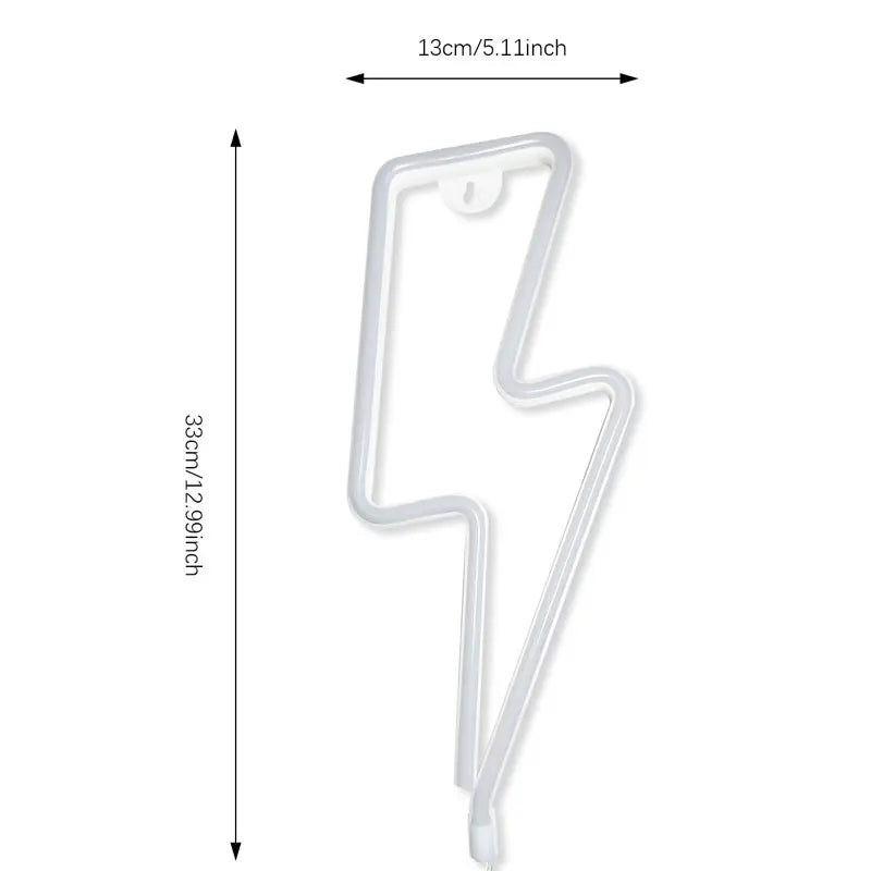 Lightning Bolt Neon Table Light, USB or Battery LED Desk Lamp
