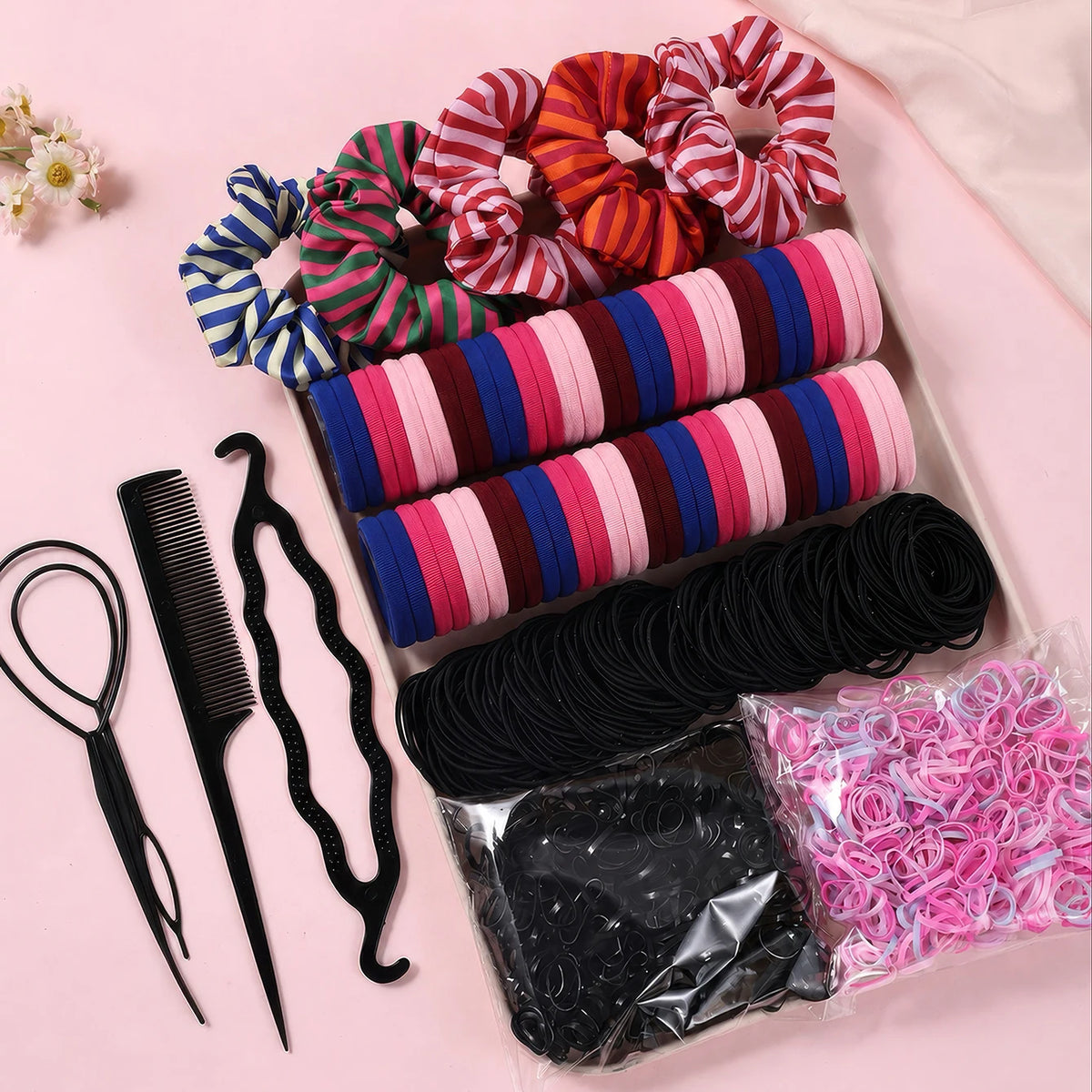 Hair Accessories Set, 1109 Pieces with Scrunchies and Hair Ties