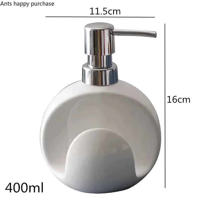 2-in-1 Ceramic Soap Dispenser with Sponge Holder