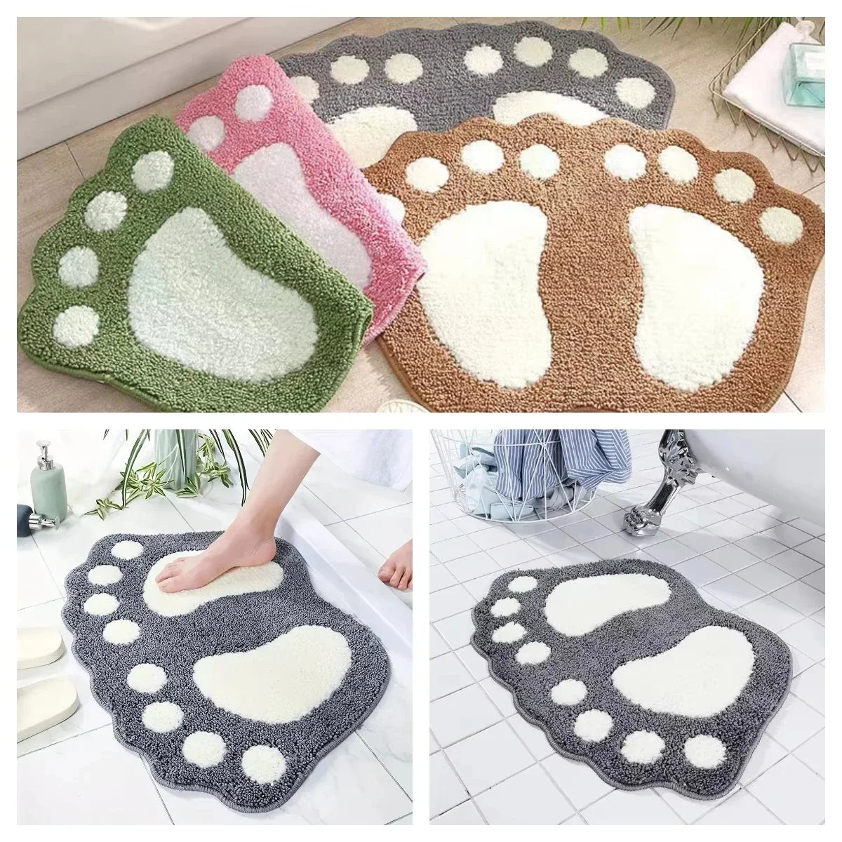 Big Feet Bath Mat, Non-Slip Microfiber Bathroom Rug, 40 x 60 cm