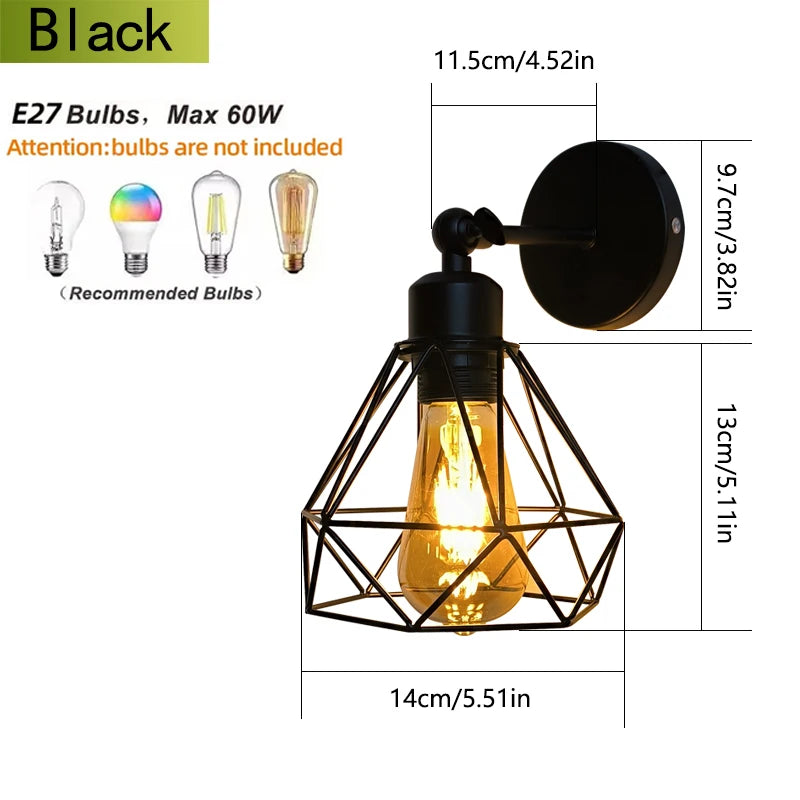 Black Swing Arm Wall Lamp, Iron Bedside Reading Sconce, E27