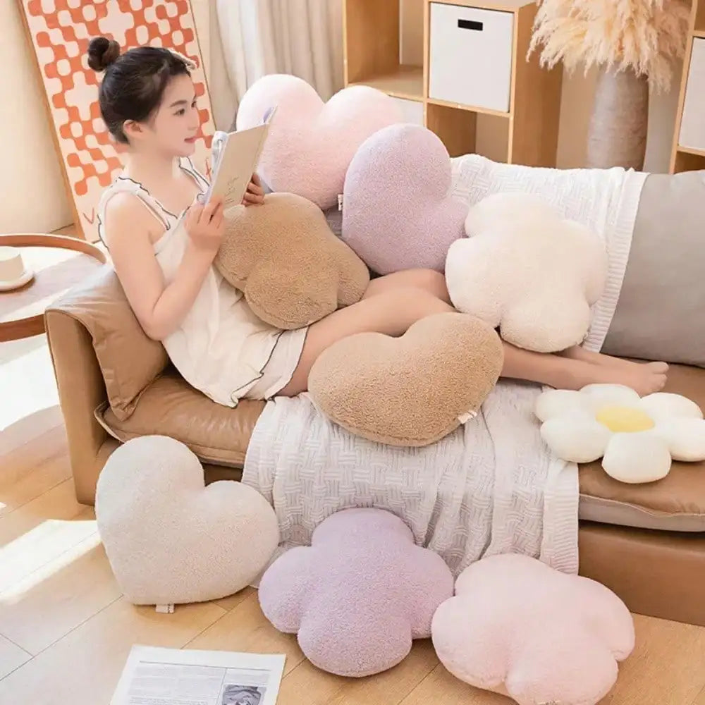 Pink Heart Throw Pillow, Soft Plush Cushion, 30 x 40 cm