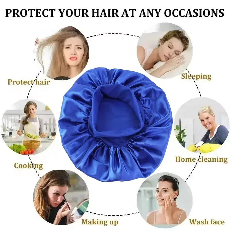 Satin Hair Bonnet for Long Hair, Large Silky Sleep Cap