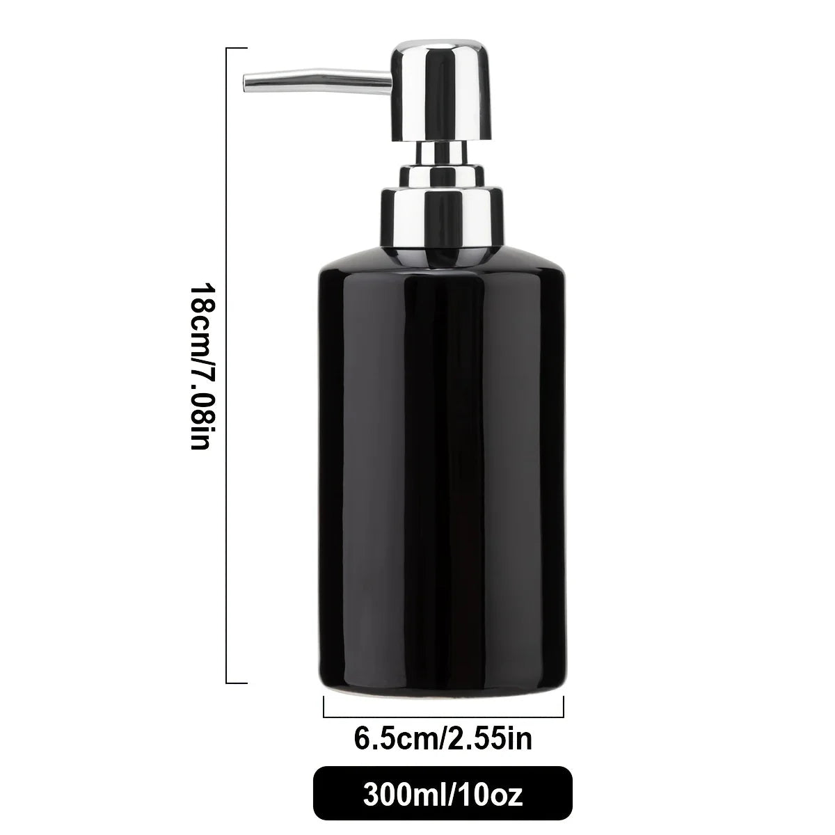 Ceramic Soap Dispenser, Glossy 10 oz Refillable Pump Bottle