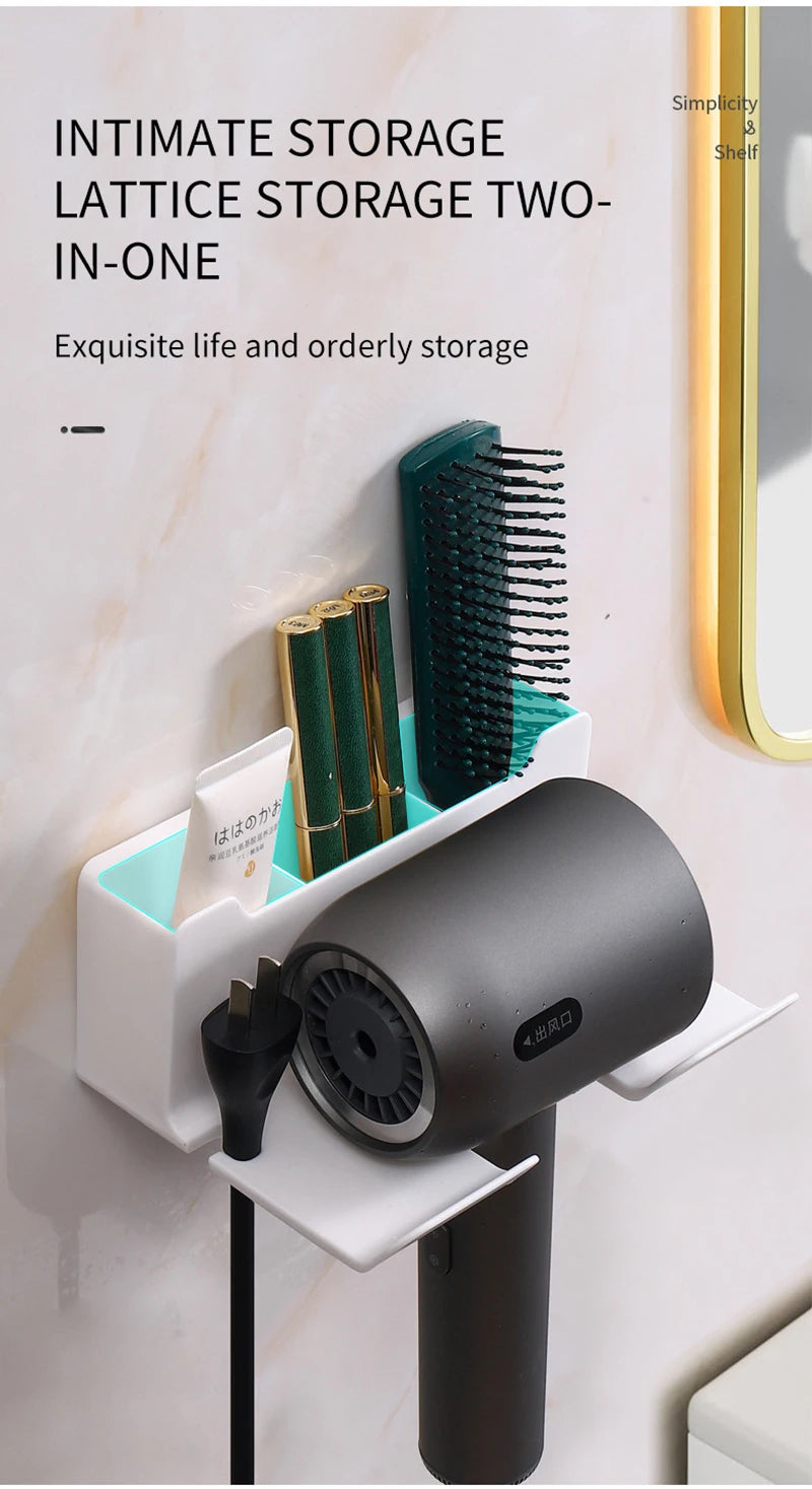 Hair Dryer Holder, Wall Mounted Bathroom Styling Tool Rack
