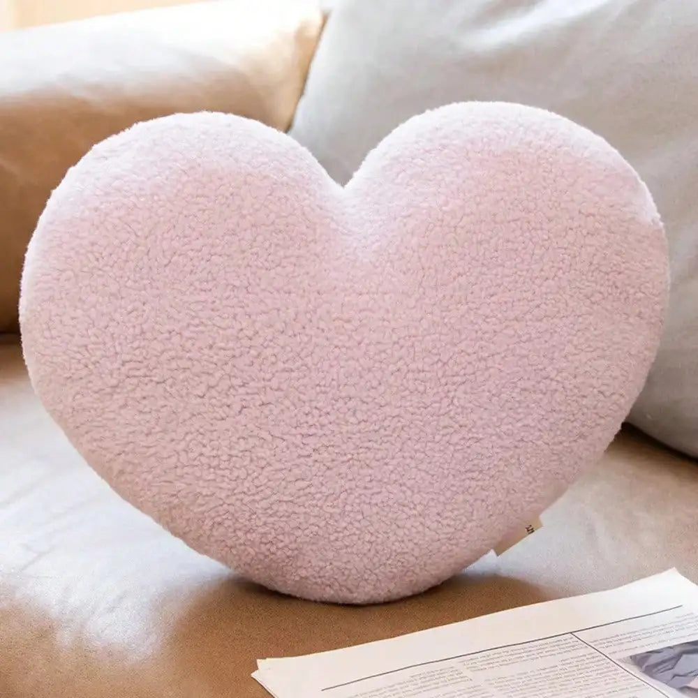 Pink Heart Throw Pillow, Soft Plush Cushion, 30 x 40 cm