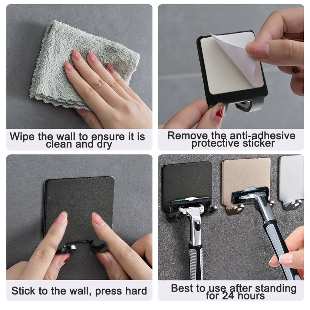 Razor Holder Hook, Adhesive Aluminum Shower Razor Hanger
