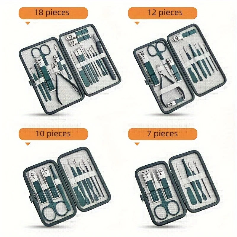 Stainless Steel Manicure Set with Travel Case