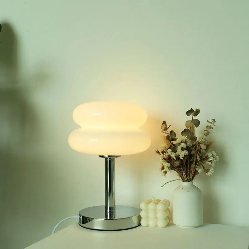 Macaron Glass Table Lamp, Pastel USB Bedside Lamp for Bedroom