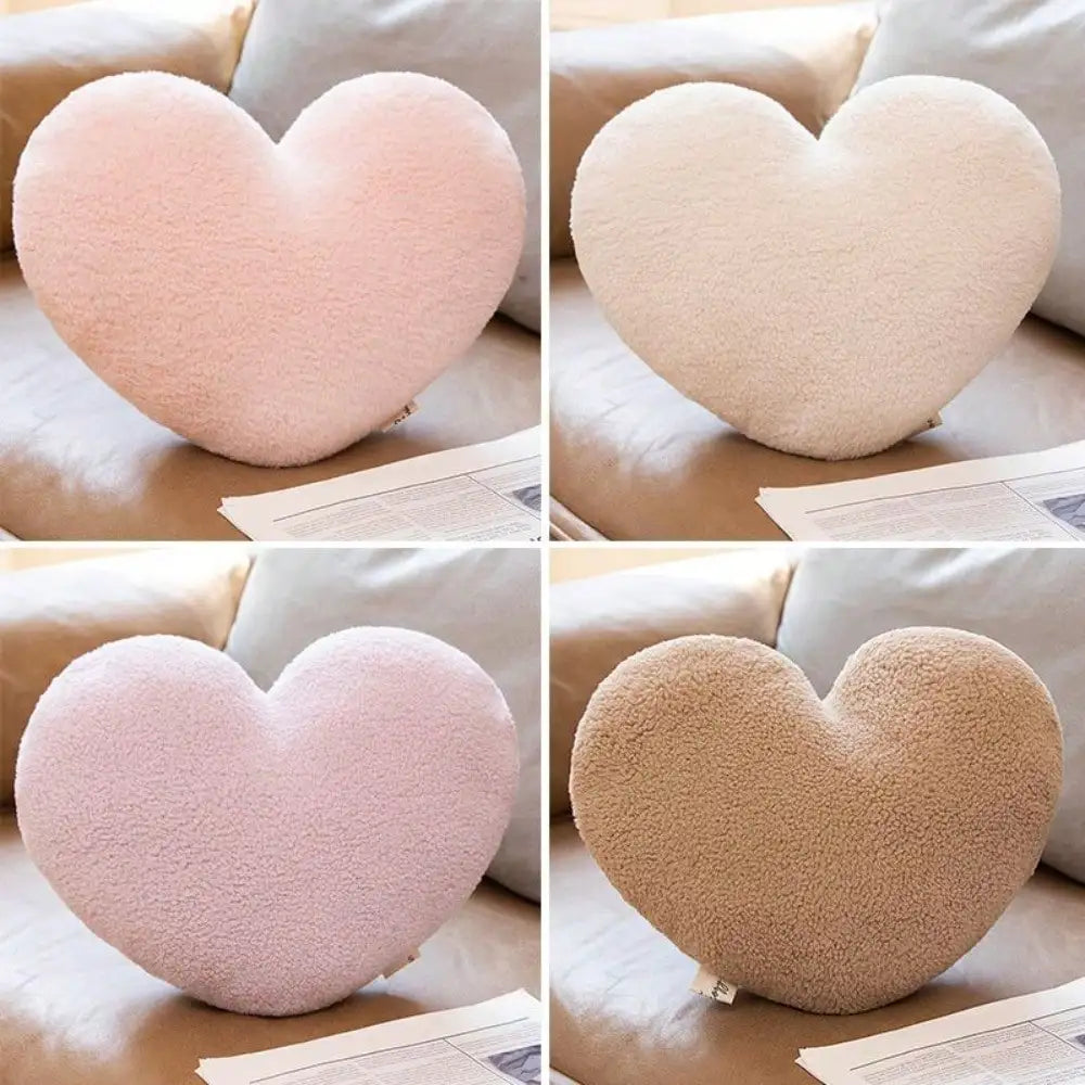 Pink Heart Throw Pillow, Soft Plush Cushion, 30 x 40 cm
