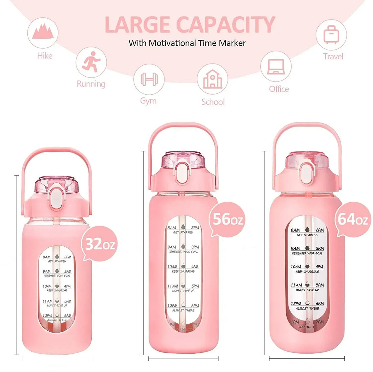 1L Glass Water Bottle with Straw and Sleeve