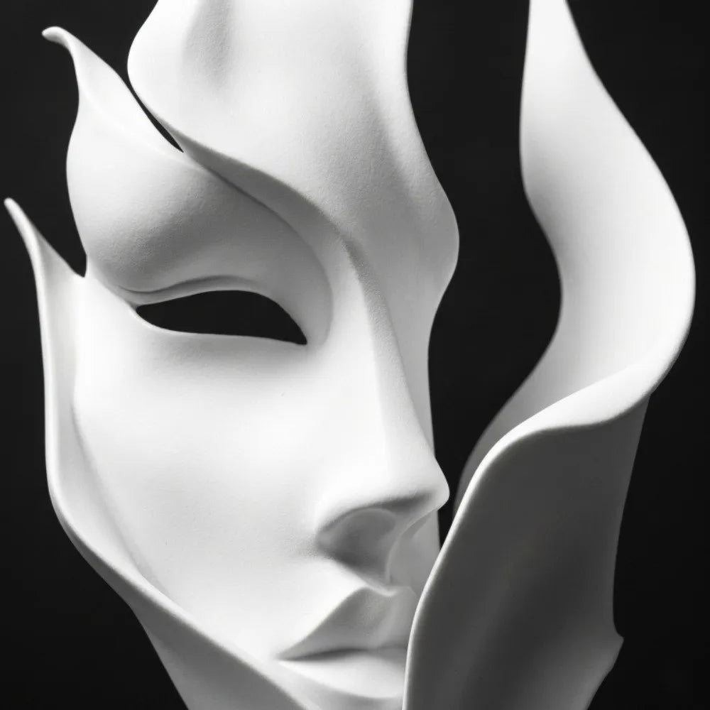 Abstract Half Face Sculpture, 3D Printed Modern Face Statue