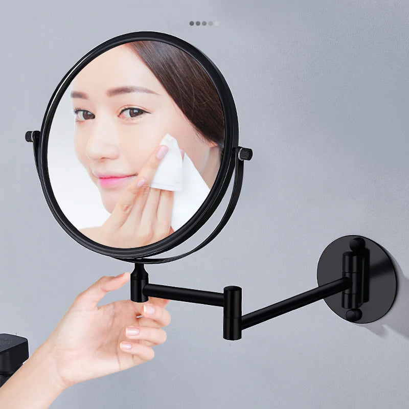 Round Wall Mirror, Double-Sided 360 Rotating Folding Arm Mirror