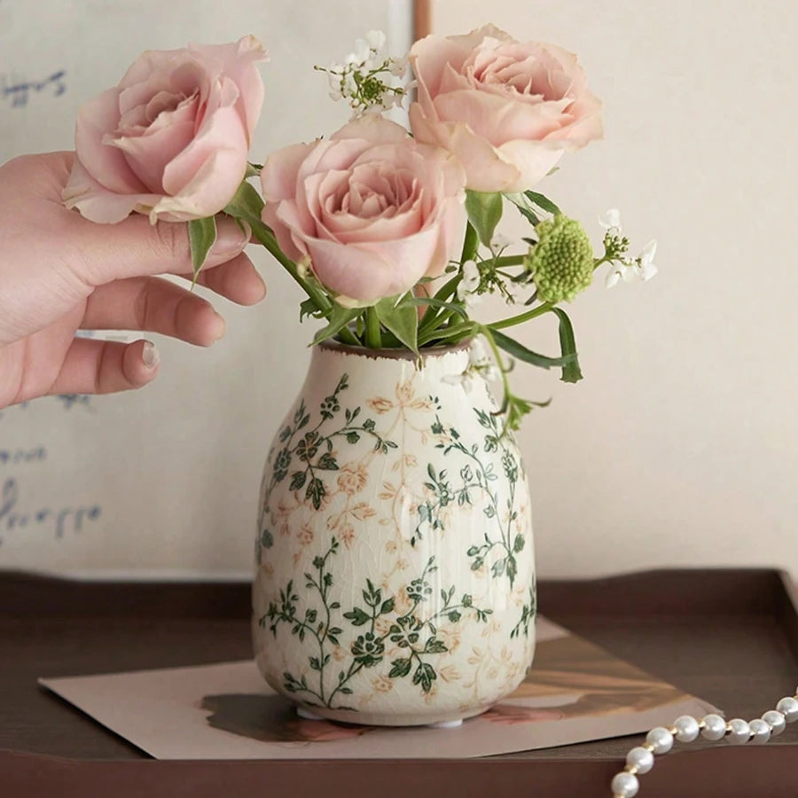 Ice Crackle Ceramic Bud Vase, Handmade Small Flower Vase
