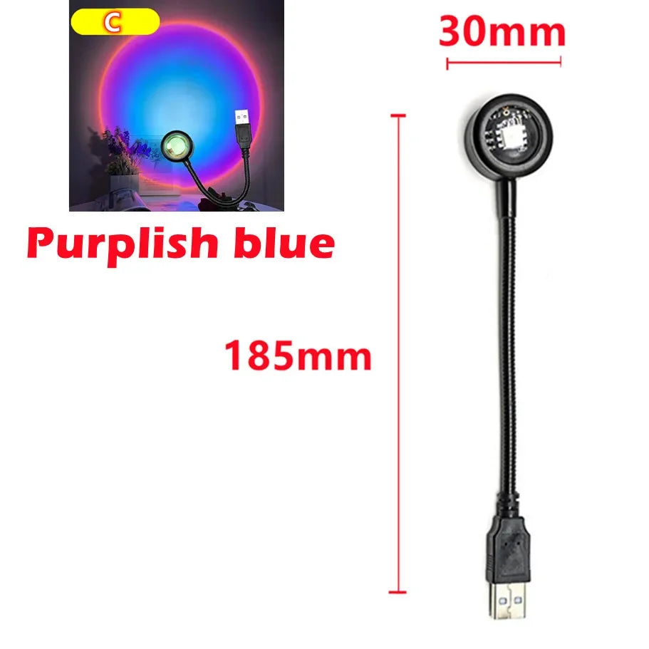 Rainbow Sunset Lamp Projector, USB LED Mood Light for Bedroom