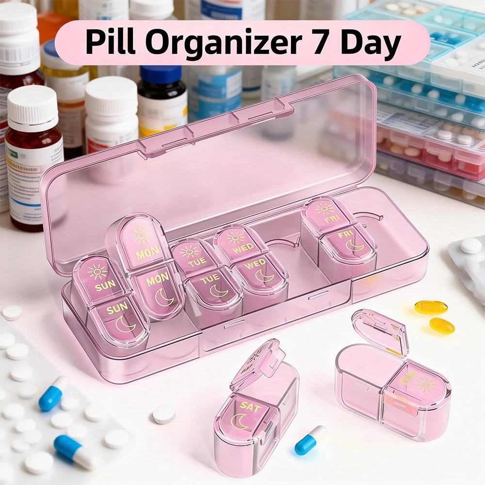 Weekly Pill Organizer, 7-Day AM/PM Travel Pill Box