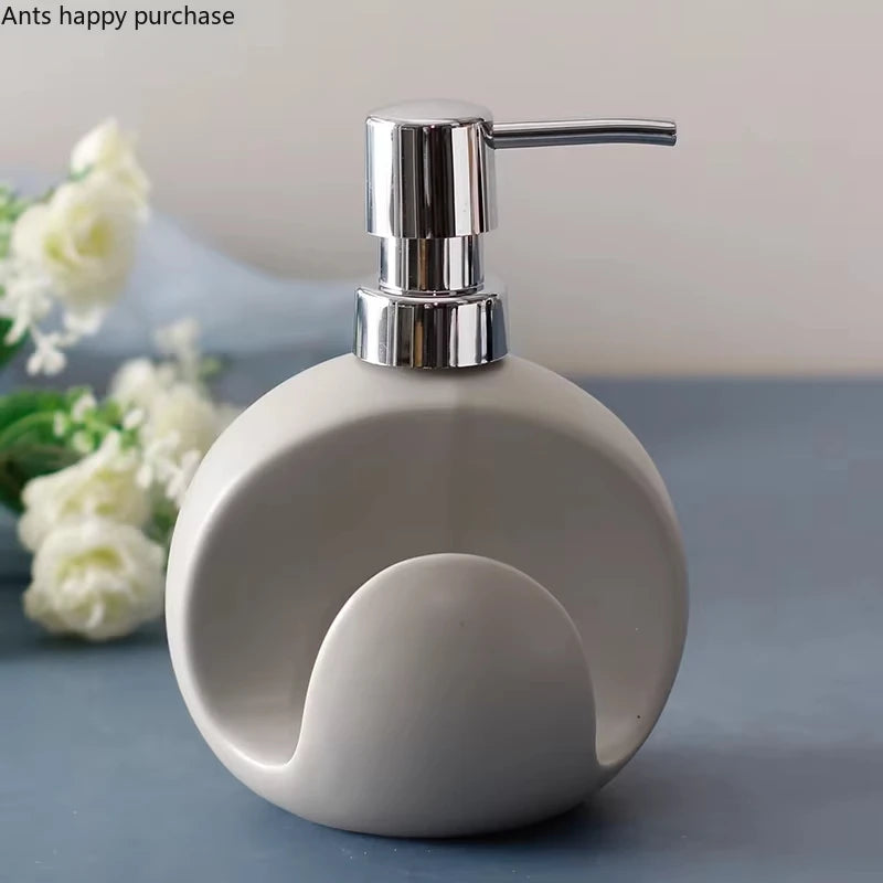 2-in-1 Ceramic Soap Dispenser with Sponge Holder