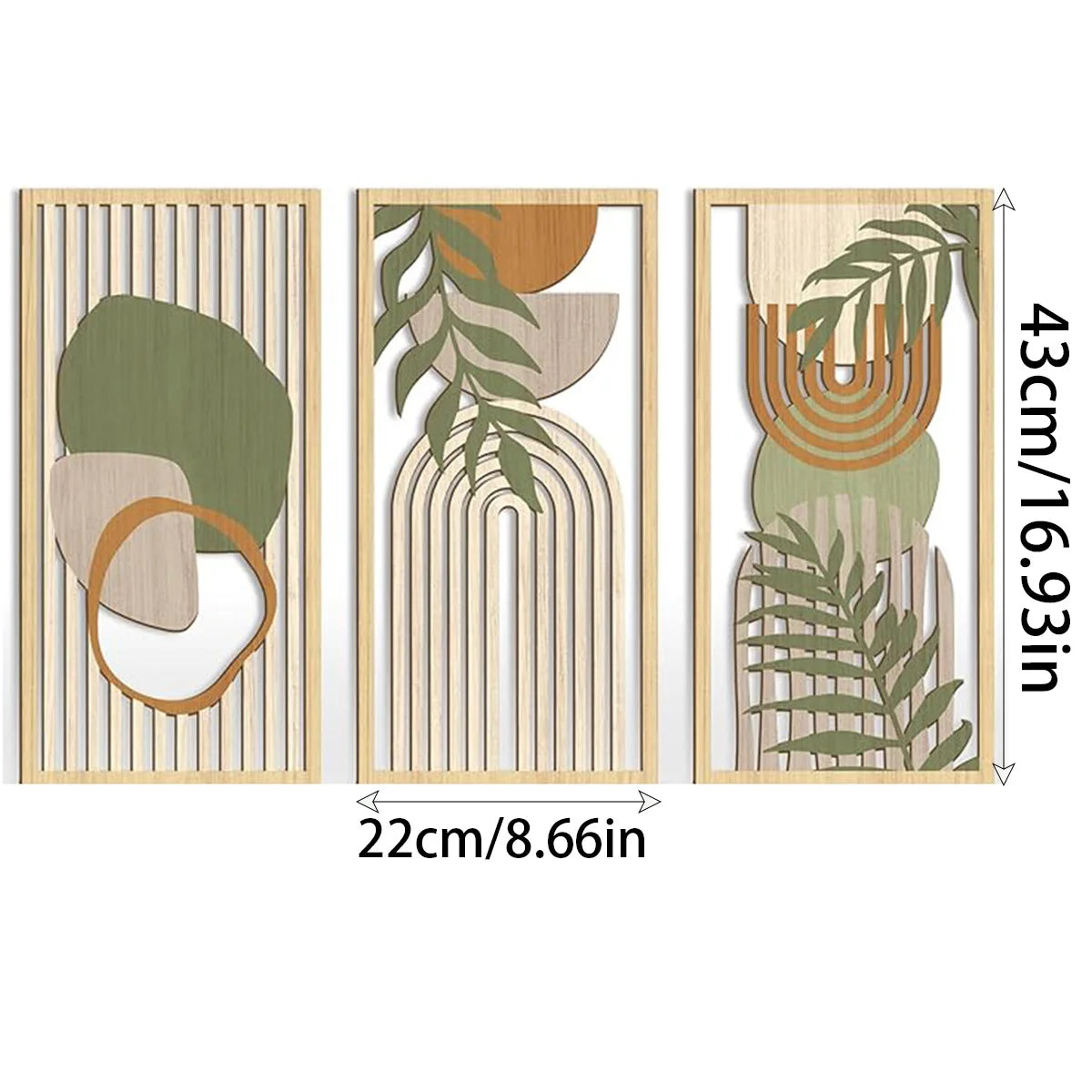 Bohemian Wooden Wall Art Set of 3, Hollow Geometric Wall Plaques