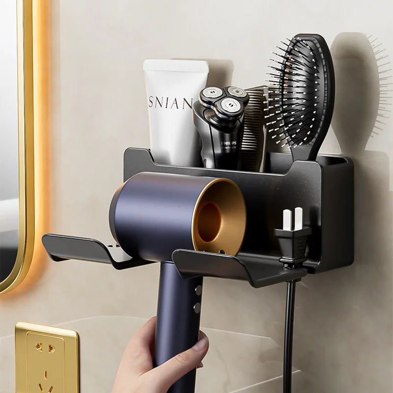 Hair Dryer Holder, Wall Mounted Bathroom Styling Tool Rack