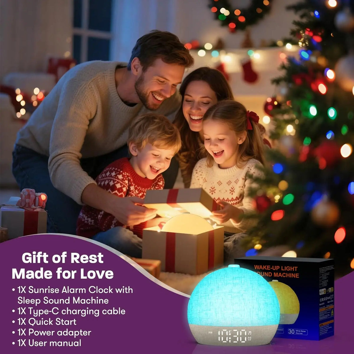 Sunrise Alarm Clock with White Noise and RGB Light
