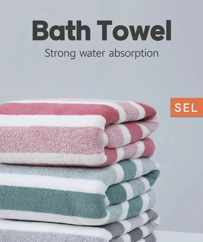 Thick Bath Towel, Soft Cotton Blend Terry, Quick Drying