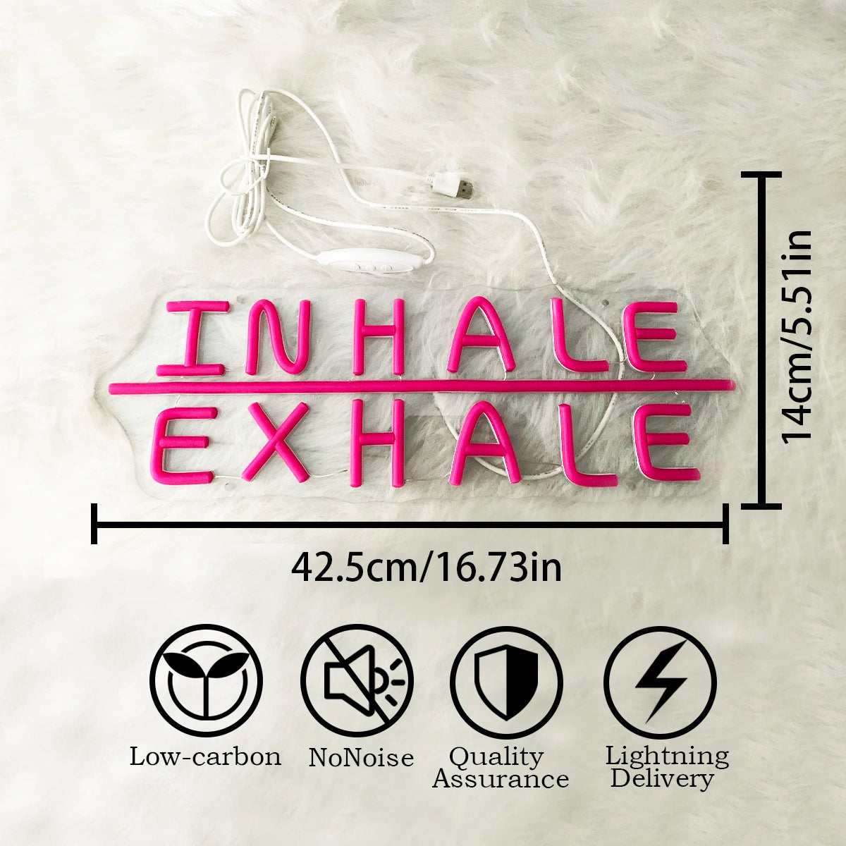 Inhale Exhale LED Neon Sign, USB Tabletop Light for Yoga Studio