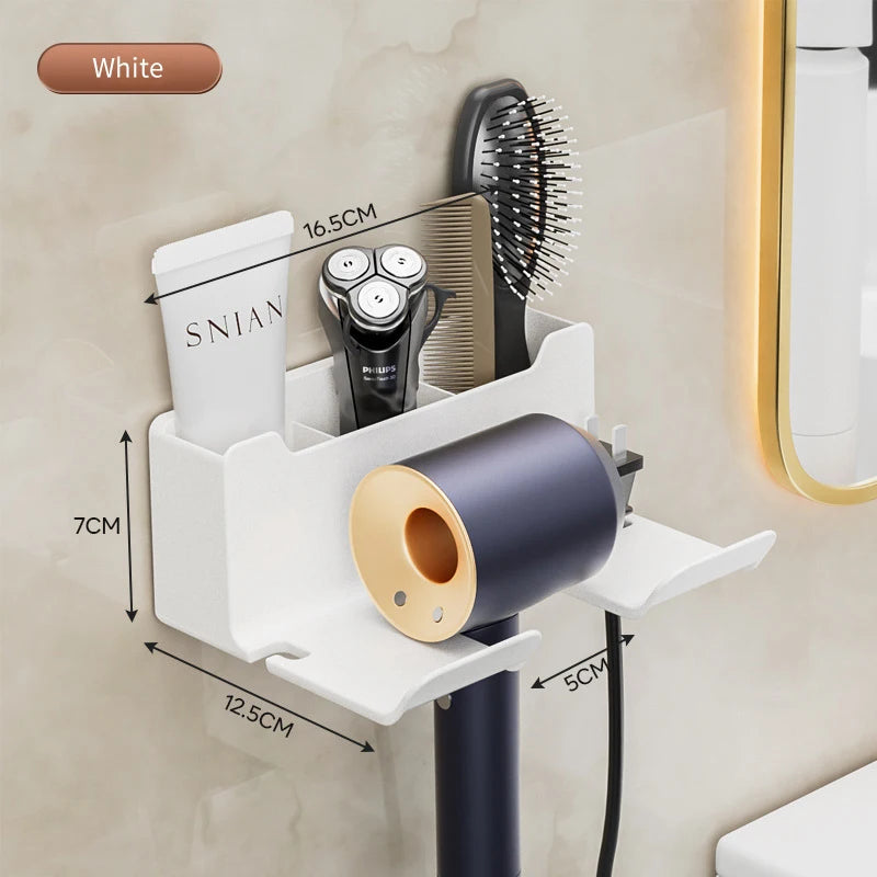 Hair Dryer Holder, Wall Mounted Bathroom Styling Tool Rack