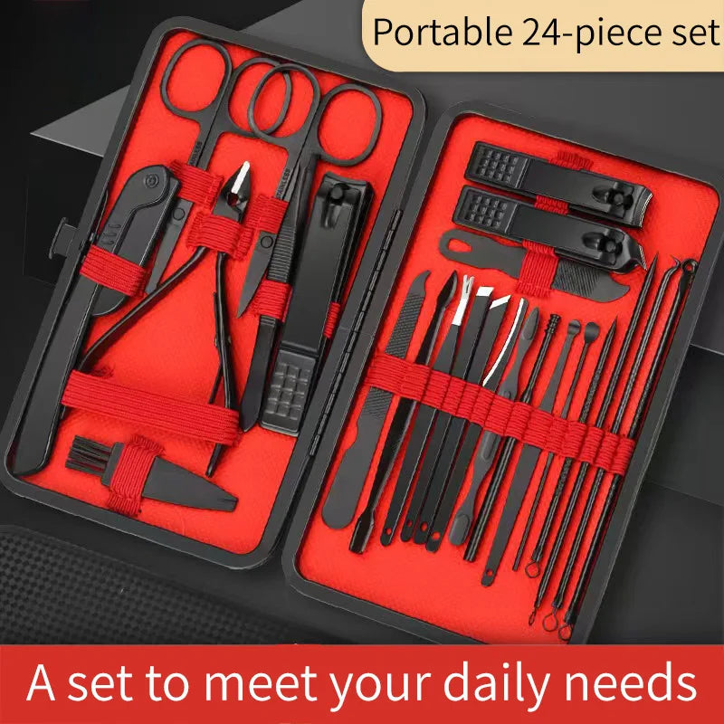Black and Red Manicure and Pedicure Set