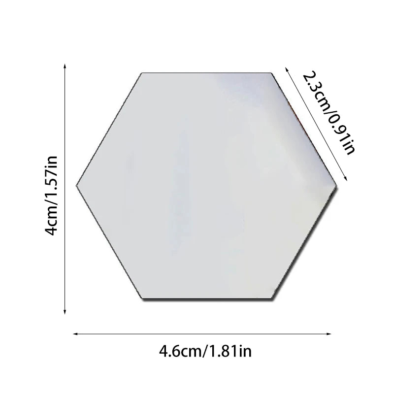 Hexagon Acrylic Mirror Wall Decals, 12 Pieces