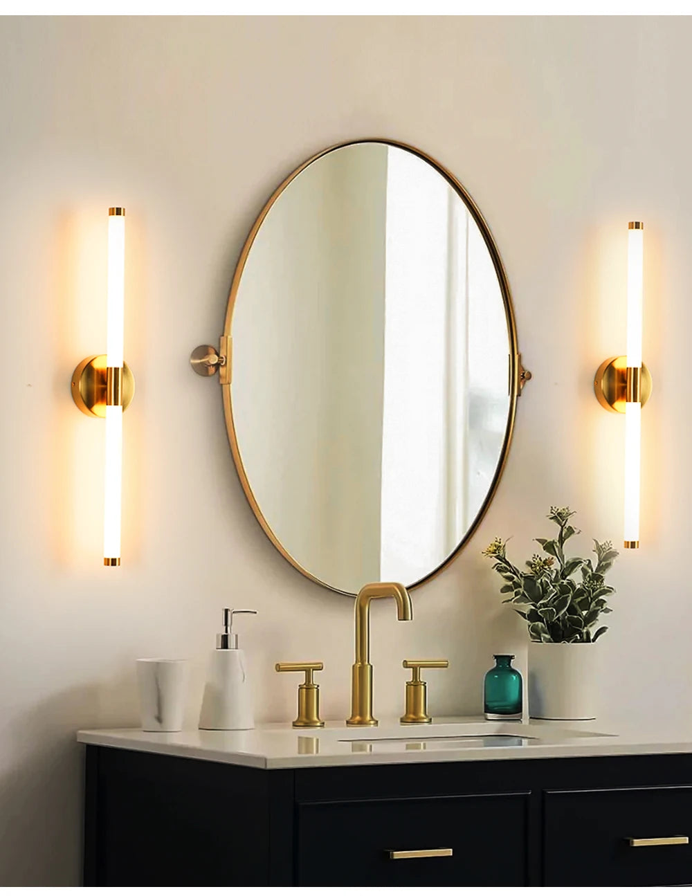 Gold LED Double Shade Wall Sconce, Up and Down Picture Light