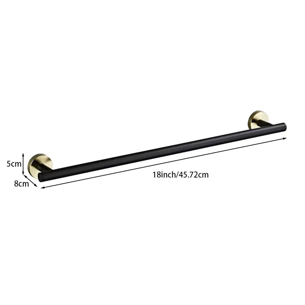 Wall Mounted Towel Bar, Stainless Steel Bathroom Rack, Gold or Black