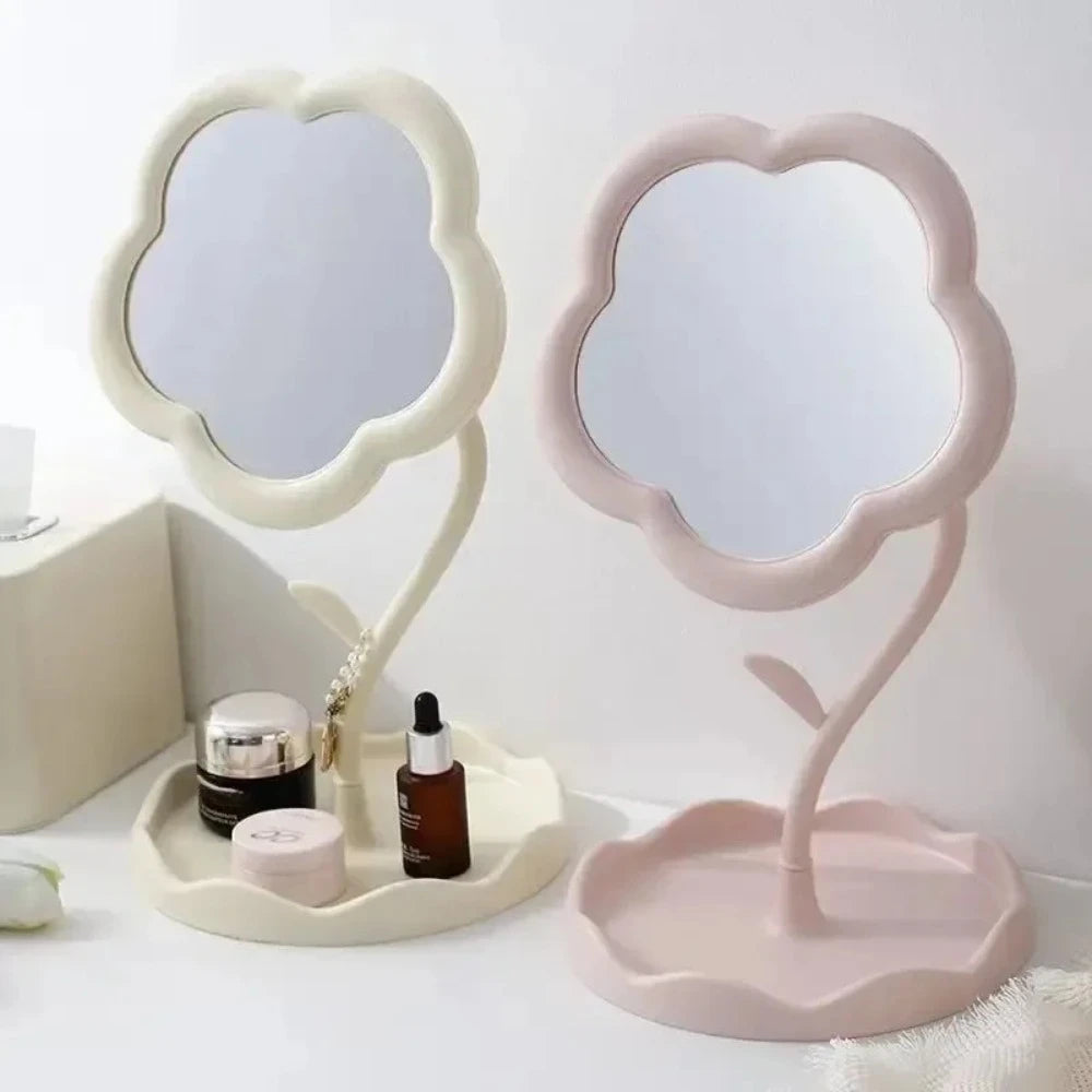 Flower Shaped Vanity Mirror, Cute Freestanding Desktop Makeup Mirror