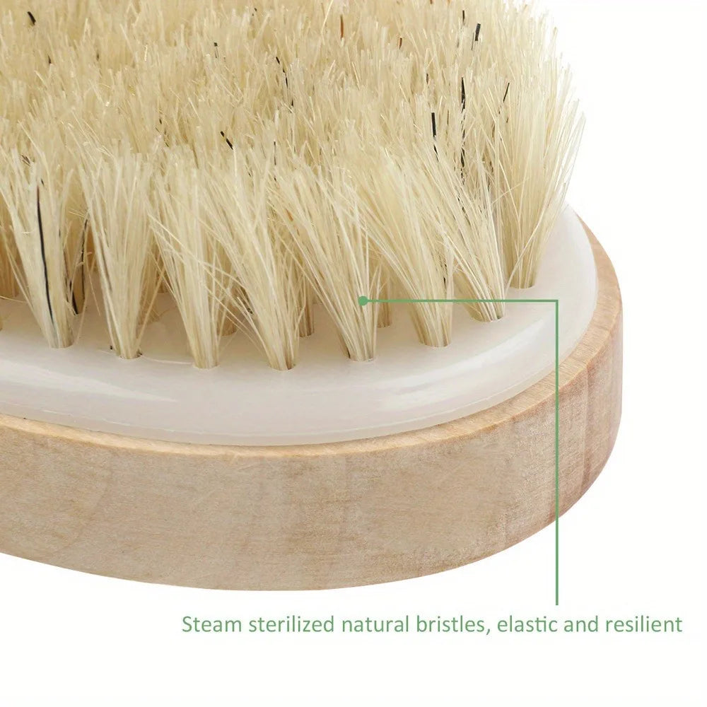 Body Brush, Natural Bristle Wet and Dry Bath and Shower Brush