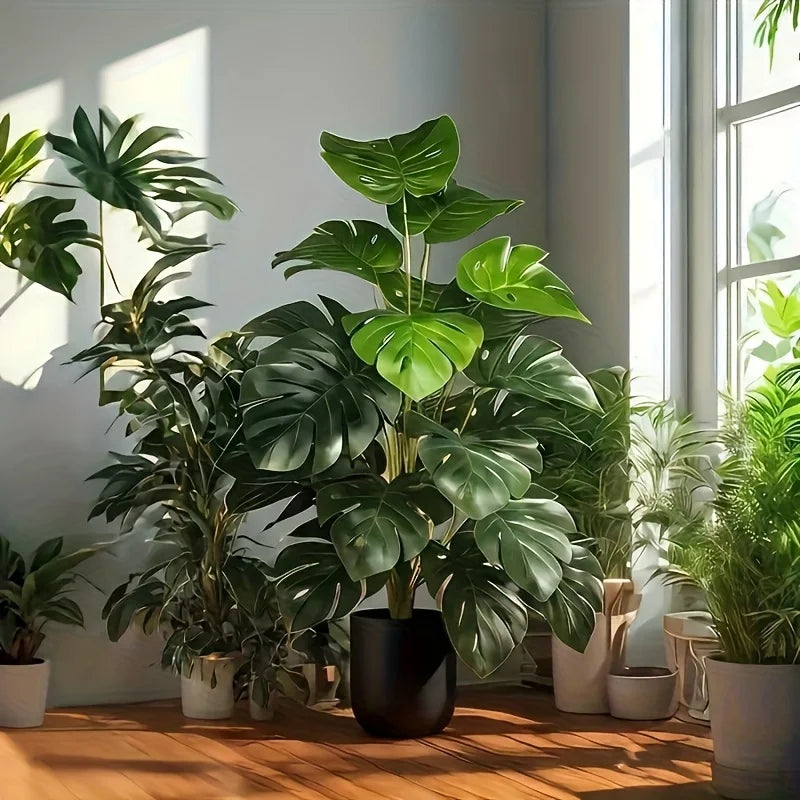Artificial Monstera Plant, Faux Palm Tree with 12 or 18 Leaves