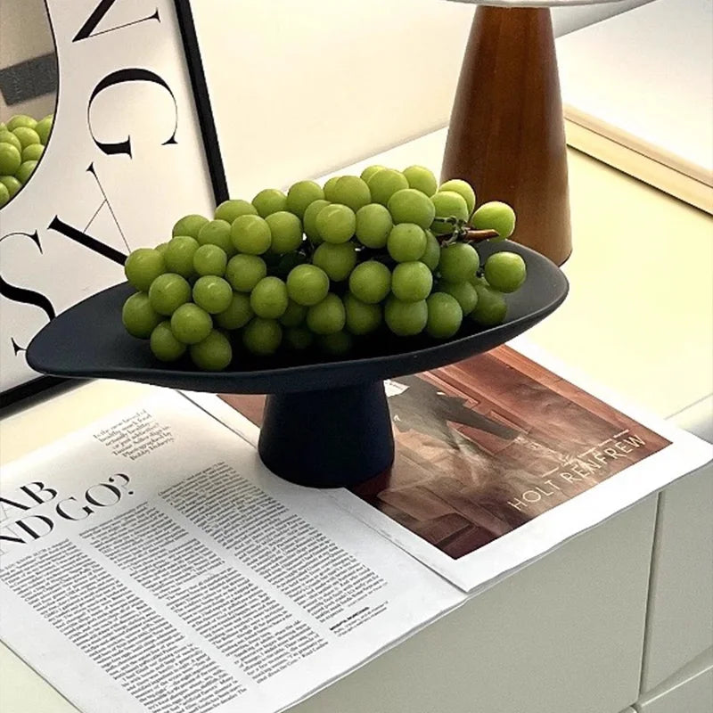 Pedestal Fruit Tray, Modern Resin Footed Dish, White or Black