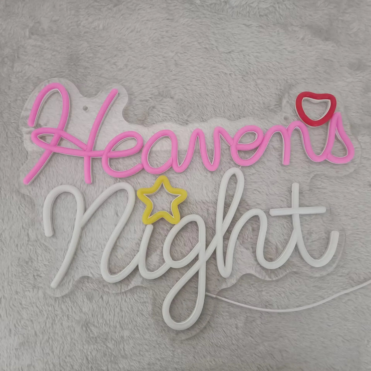 Heaven LED Neon Sign, Script Word Wall Light for Bedroom Decor