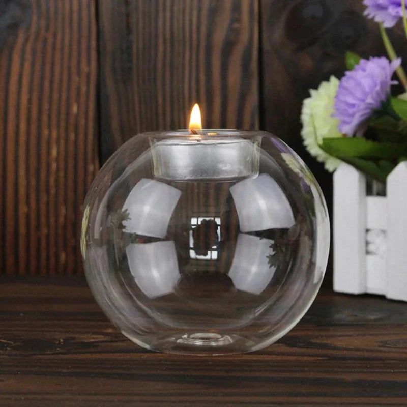 Round Clear Glass Tealight Candle Holder
