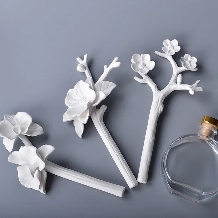 Ceramic Aroma Flower Stem, Handcrafted Scent Diffuser Bloom