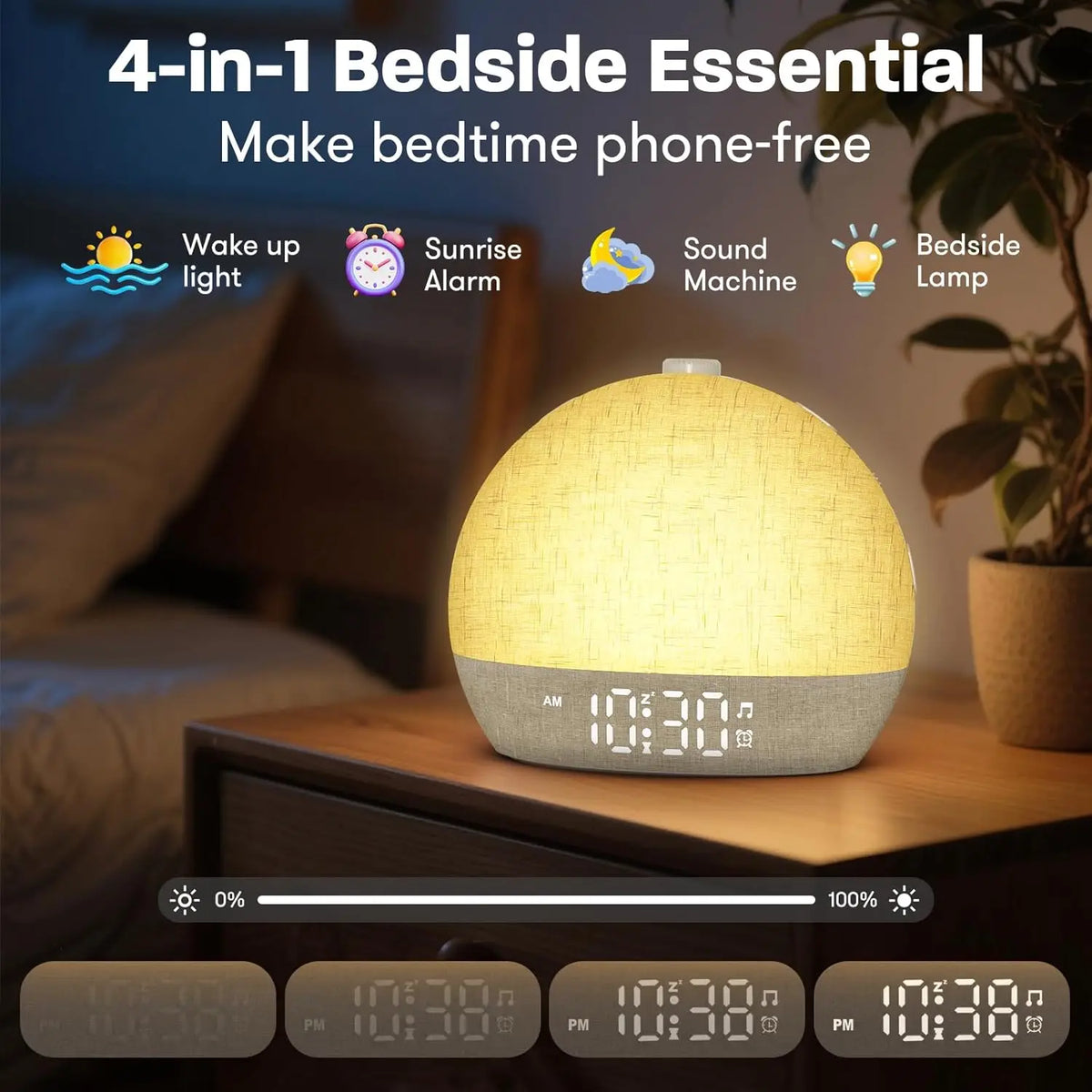Sunrise Alarm Clock with White Noise and RGB Light