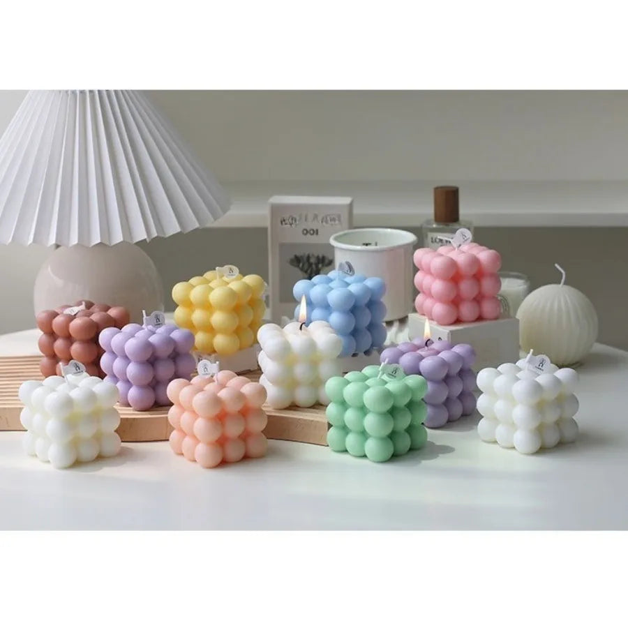 Bubble Cube Candle, Handmade Soy Wax Scented Decor Candle