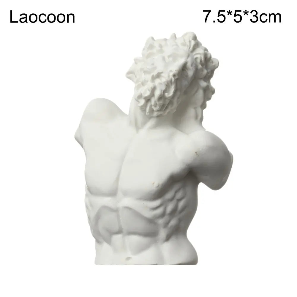 Mini Greek Bust Statue, Plaster Style Resin Figurine