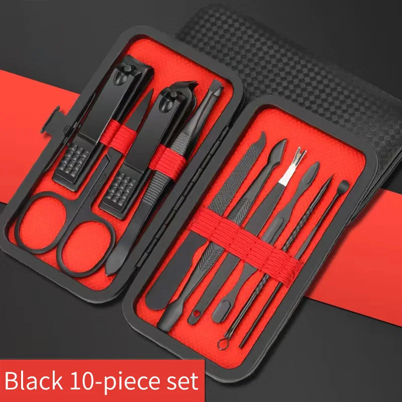 Black and Red Manicure and Pedicure Set