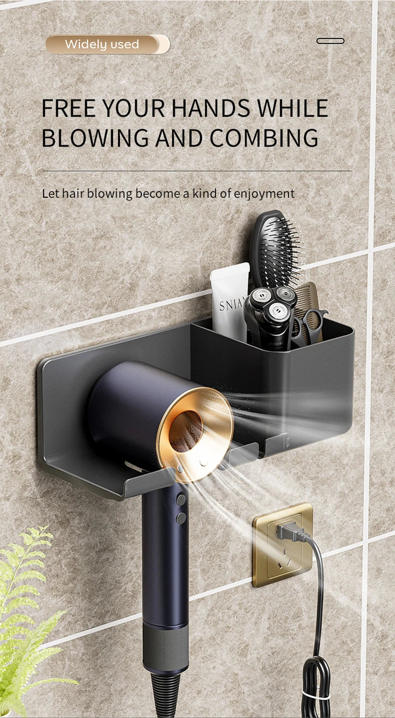 Hair Dryer Holder, Wall Mounted Bathroom Styling Tool Rack