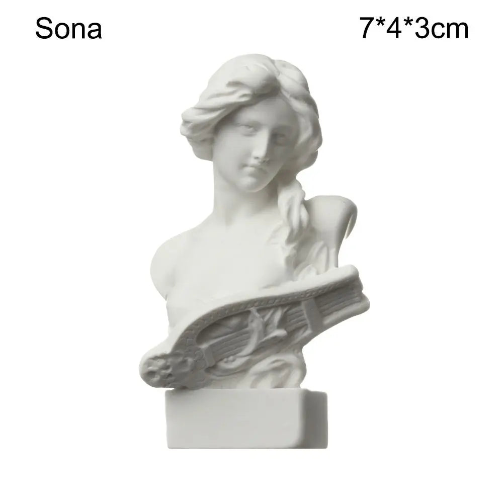 Mini Greek Bust Statue, Plaster Style Resin Figurine