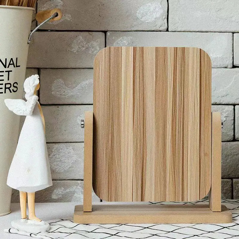 Rotating Wooden Makeup Mirror, Rectangle