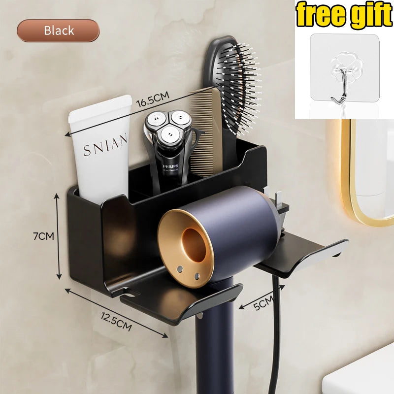Hair Dryer Holder, Wall Mounted Bathroom Styling Tool Rack