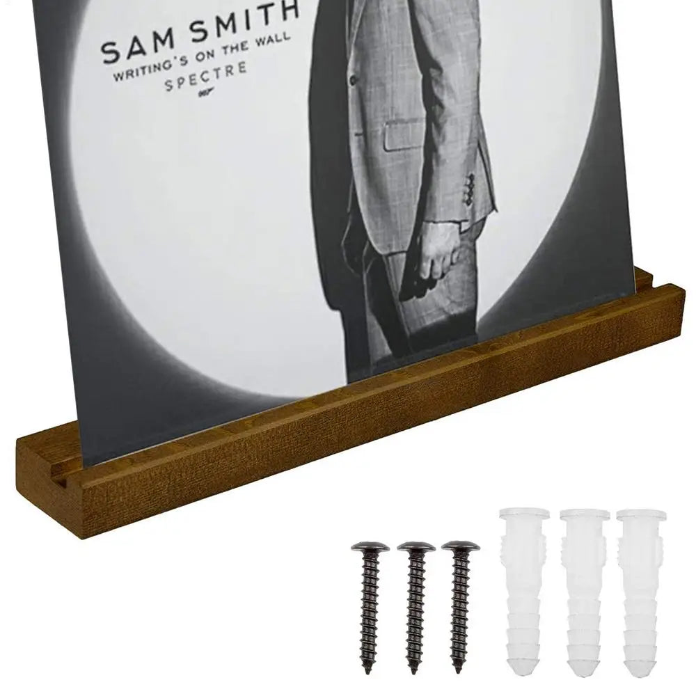 Vinyl Record Wall Holder, Solid Wood Now Playing Display Shelf