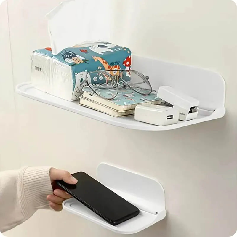 Foldable Wall Shelf, No Drill Floating Shelf for Bathroom